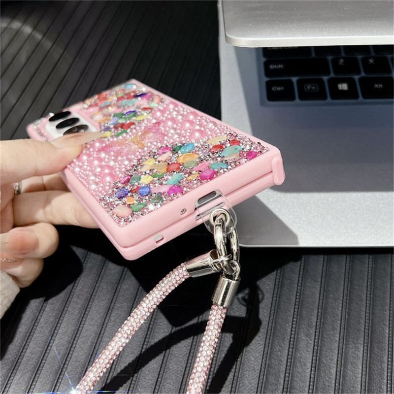 Tok Samsung Galaxy Z Fold 7 Strasszos Pillangó Pánttal