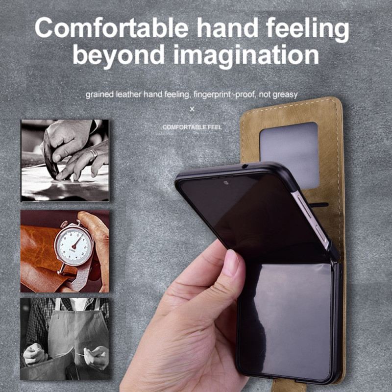 Bőrtok Samsung Galaxy Z Flip 7 Fe Macskajelenetű Kártyatartó