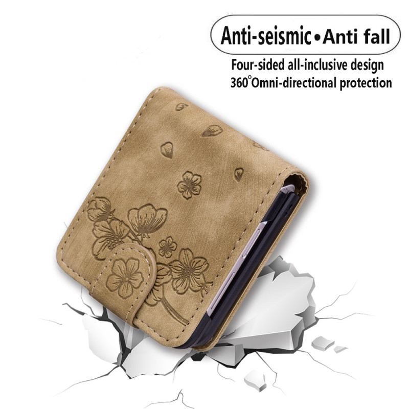 Bőrtok Samsung Galaxy Z Flip 7 Fe Macskajelenetű Kártyatartó