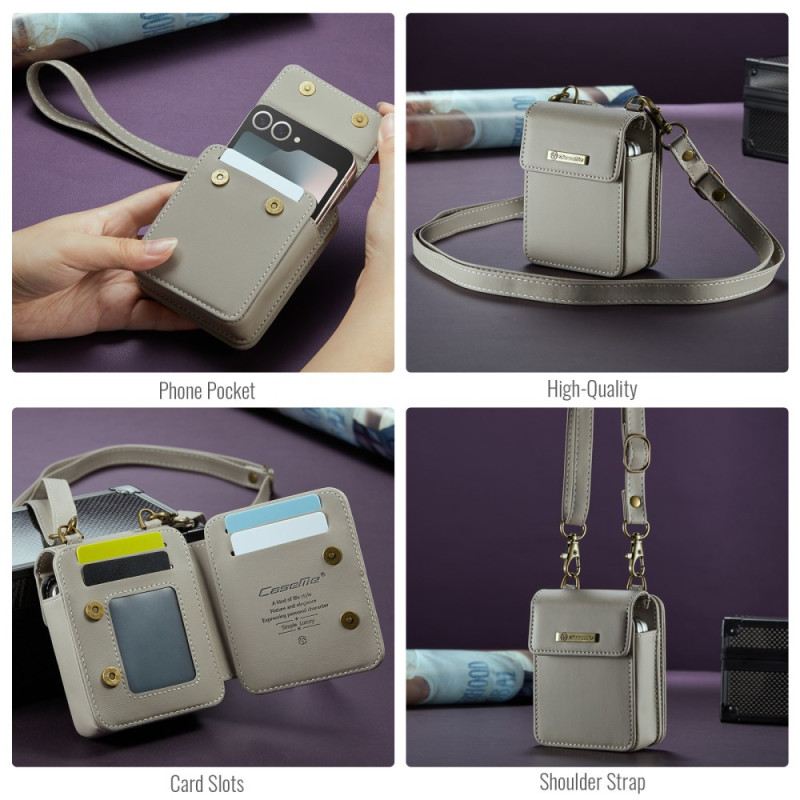 Bőrtok Samsung Galaxy Z Flip 7 Fe Rfid Pénztárca Vállpánttal