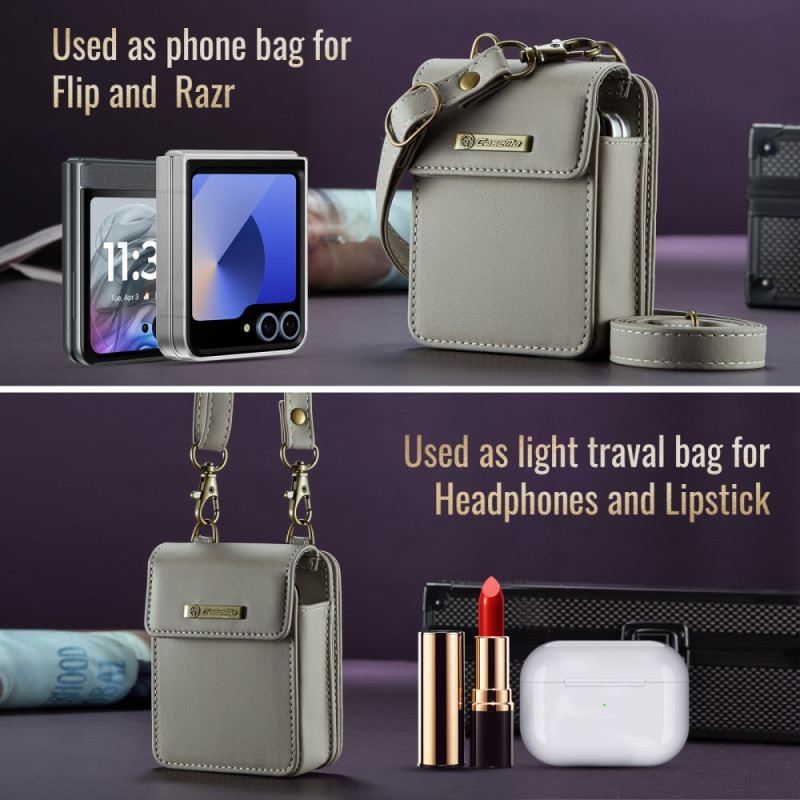 Bőrtok Samsung Galaxy Z Flip 7 Fe Rfid Pénztárca Vállpánttal