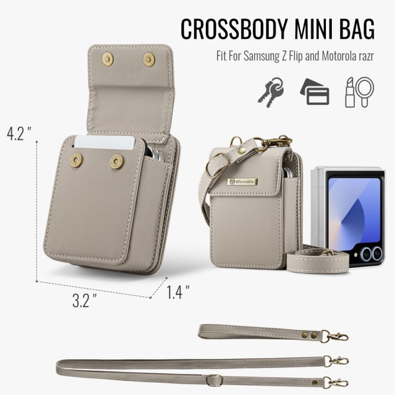 Bőrtok Samsung Galaxy Z Flip 7 Fe Rfid Pénztárca Vállpánttal