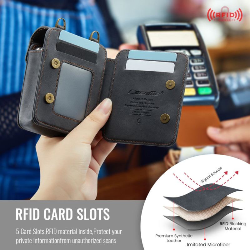 Bőrtok Samsung Galaxy Z Flip 7 Fe Táska Stílusú Rfid Védelemmel És Vállpánttal