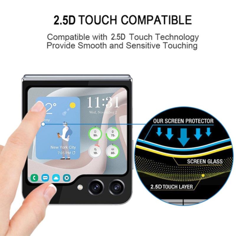 Edzett Üveg Képernyővédő Fólia Samsung Galaxy Z Flip 7 Fe / Z Flip 6 Készülékhez Fekete Szegéllyel