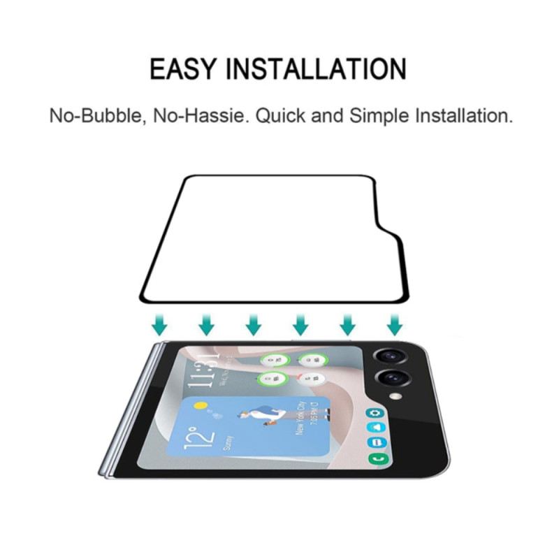 Edzett Üveg Képernyővédő Fólia Samsung Galaxy Z Flip 7 Fe / Z Flip 6 Készülékhez Fekete Szegéllyel