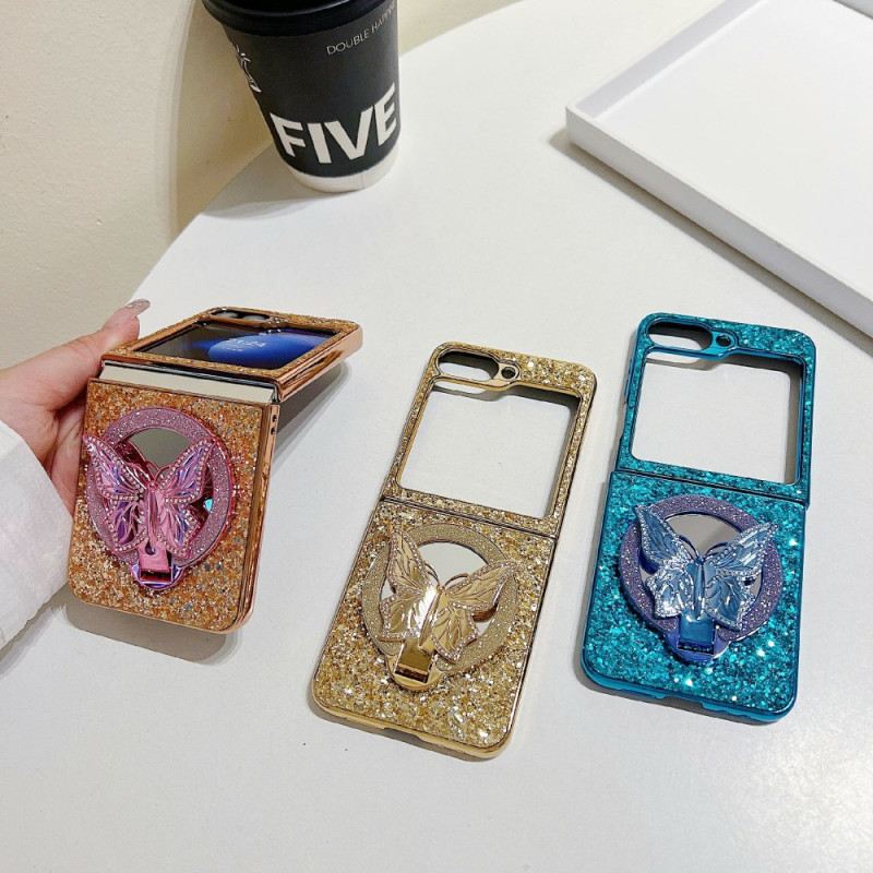Mobiltelefon Tokok Samsung Galaxy Z Flip 7 Fe Strasszos Pillangós Állvány