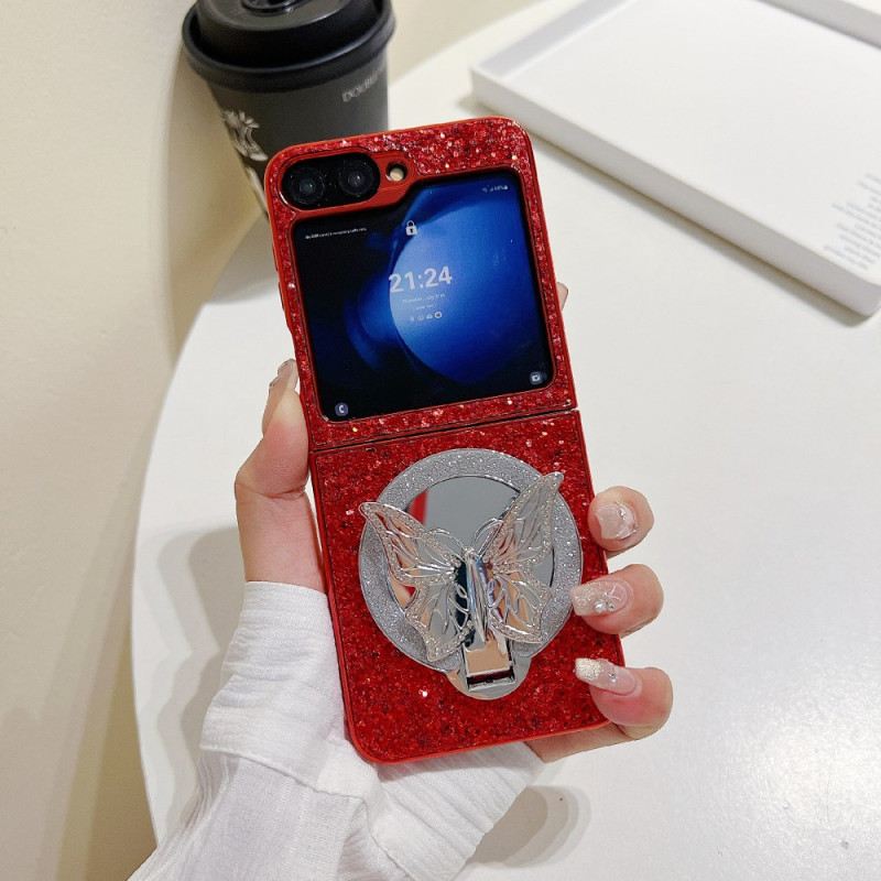 Mobiltelefon Tokok Samsung Galaxy Z Flip 7 Fe Strasszos Pillangós Állvány