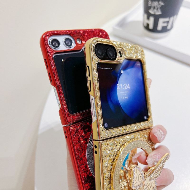 Mobiltelefon Tokok Samsung Galaxy Z Flip 7 Fe Strasszos Pillangós Állvány