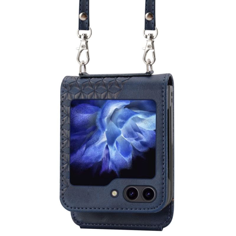 Telefontok Samsung Galaxy Z Flip 7 Fe Műbőr Fríz Vállpánttal