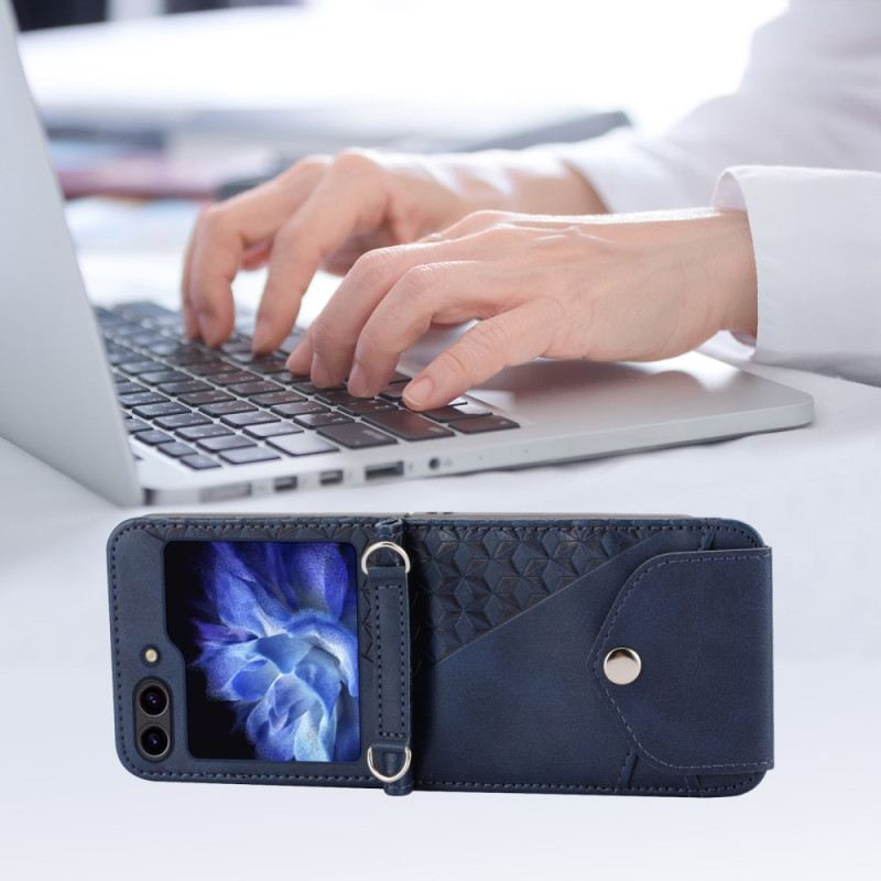 Telefontok Samsung Galaxy Z Flip 7 Fe Műbőr Fríz Vállpánttal