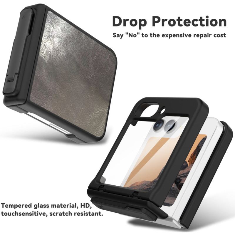 Tok Samsung Galaxy Z Flip 7 Fe Bőrhatású Állvánnyal