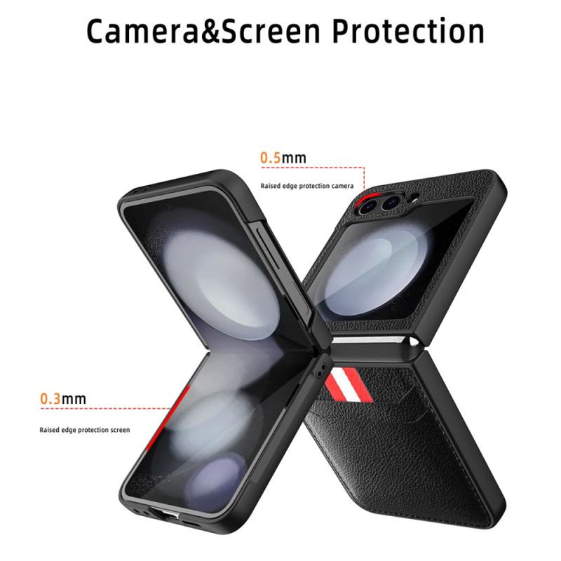 Tok Samsung Galaxy Z Flip 7 Fe Licsi Textúra Kártyatartó