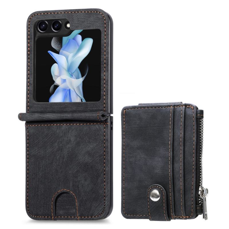 Tok Samsung Galaxy Z Flip 7 Fe Retró Állvány És Cipzáras Kártyatartó