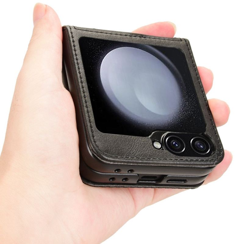 Tok Samsung Galaxy Z Flip 7 Fe Retro Bőr Stílusú Kártyatartó