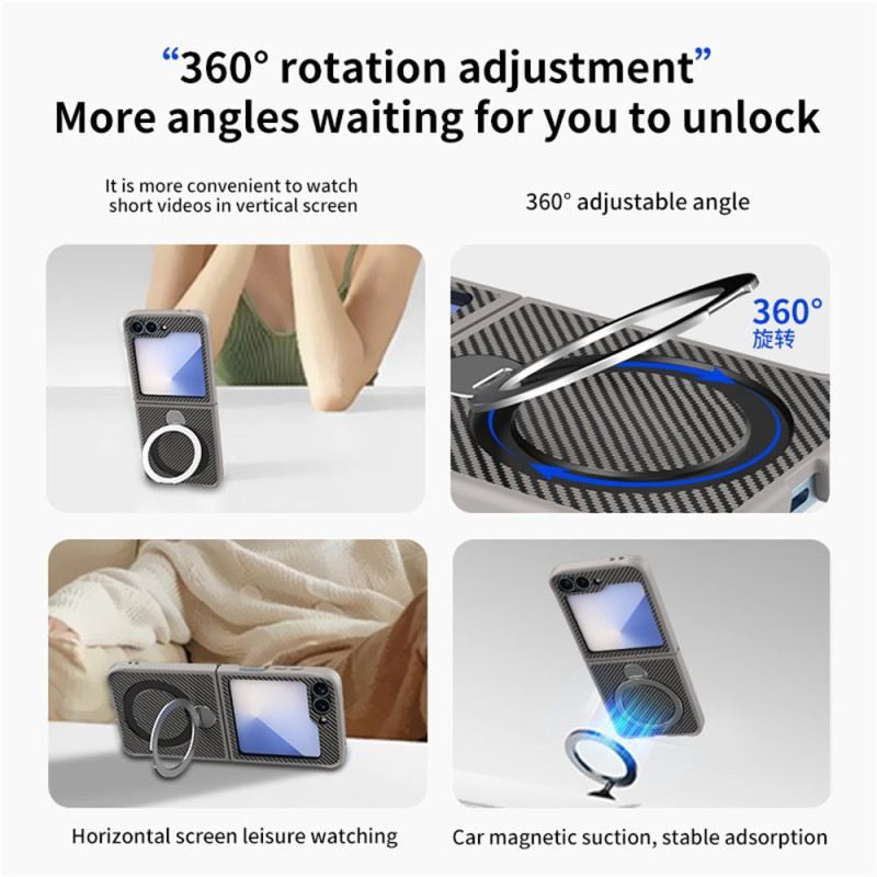 Tok Samsung Galaxy Z Flip 7 Fe Szénszálas Dizájn Mágneses Állvánnyal