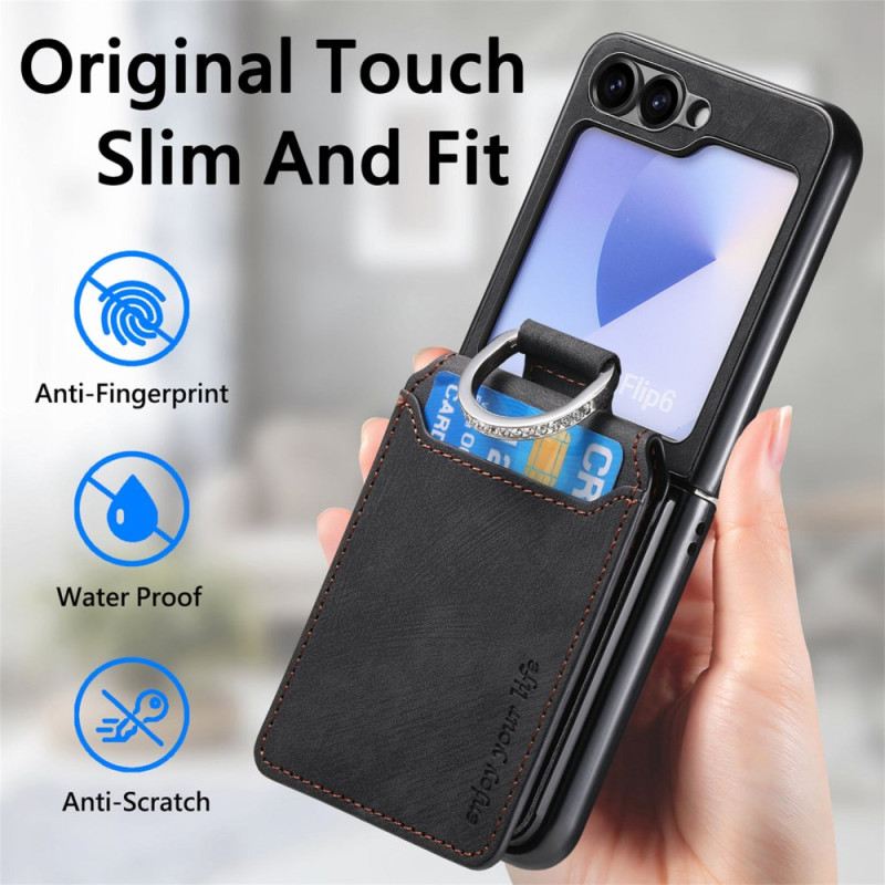 Tok Samsung Galaxy Z Flip 7 Fe Velúr Hatású Kártyatartóval