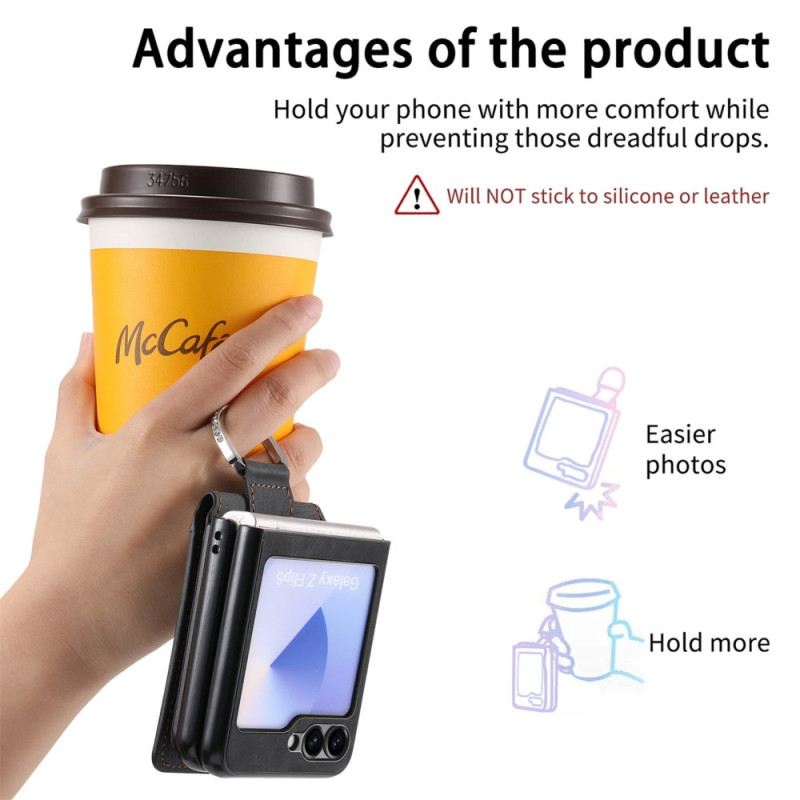 Tok Samsung Galaxy Z Flip 7 Fe Velúr Hatású Kártyatartóval