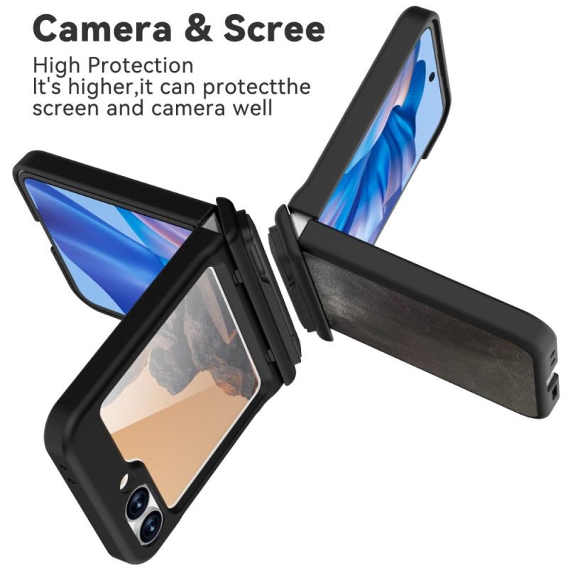 Tok Samsung Galaxy Z Flip 7 Fe Vintage Bőrhatású Állvány