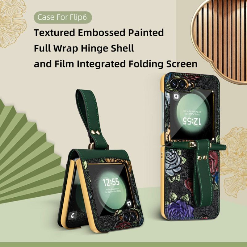 Tok Samsung Galaxy Z Flip 7 Fe Virágmintás Keresztpánt