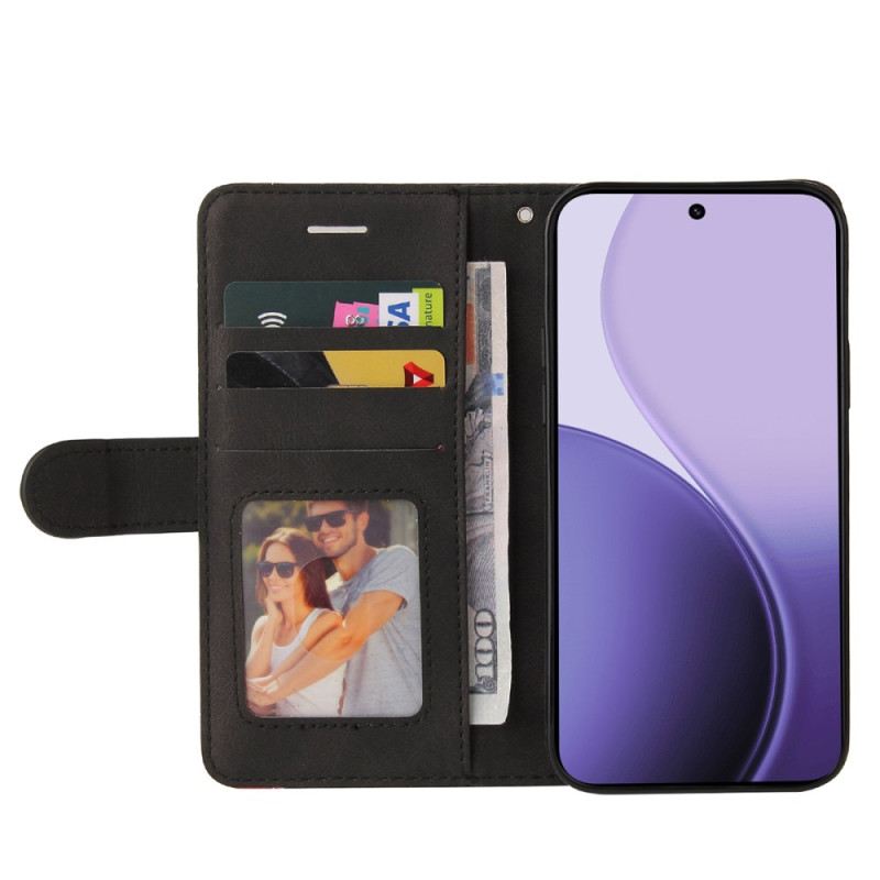 Bőrtok Oppo Reno 14f 5g Kéttónusú Hullámos Vonal