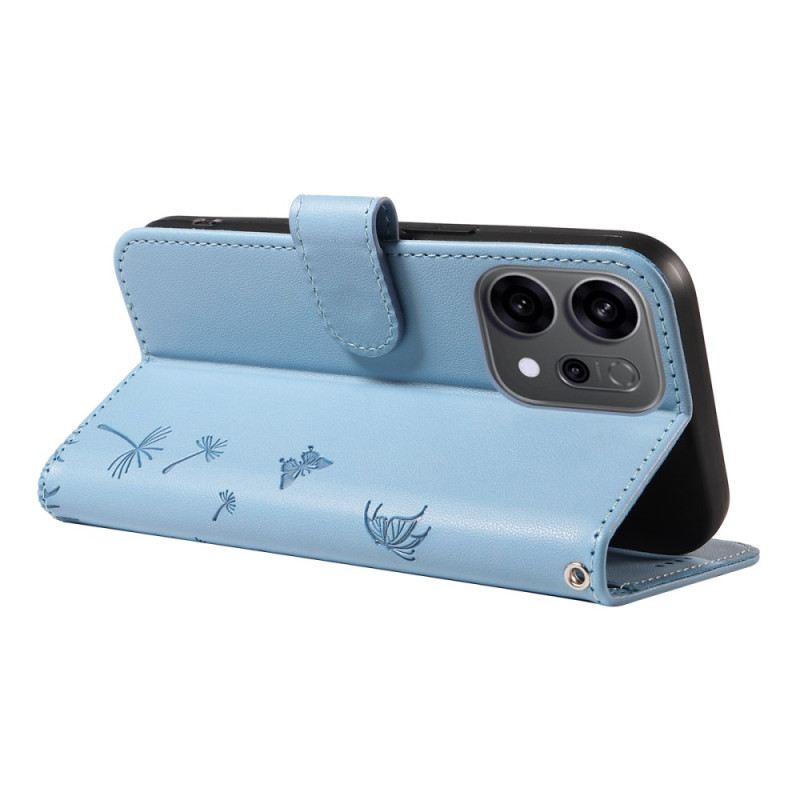 Bőrtok Oppo Reno 14f 5g Pitypangok Nyakpánttal