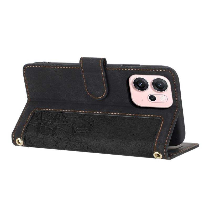 Fliptok Oppo Reno 14f 5g Virágmintás Velúr Hatású