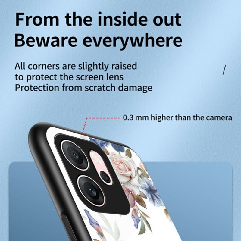 Tok Oppo Reno 14f 5g Virágmintás Edzett Üveg