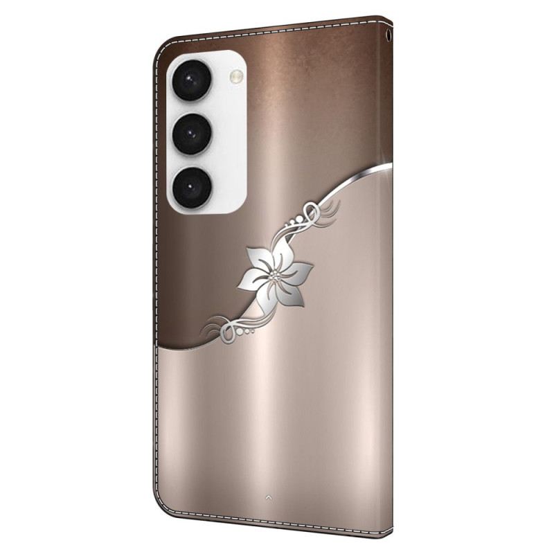 Bőrtok Samsung Galaxy S24 5g Ezüst Virág