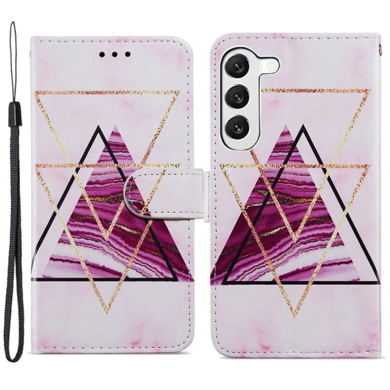 Bőrtok Samsung Galaxy S24 5g Háromszínű Márvány Szíjjal