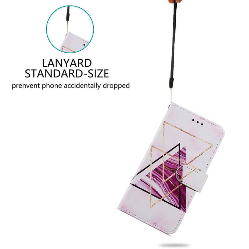 Bőrtok Samsung Galaxy S24 5g Háromszínű Márvány Szíjjal