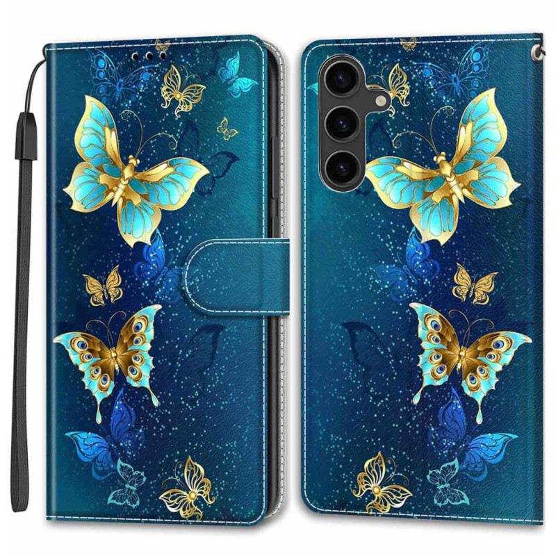 Bőrtok Samsung Galaxy S24 5g Két Pillangó Szíjjal