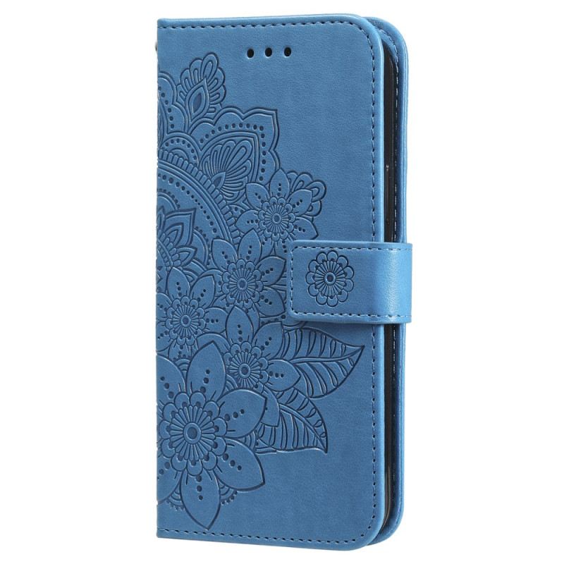 Bőrtok Samsung Galaxy S24 5g Virágos Mandala Zsinórral