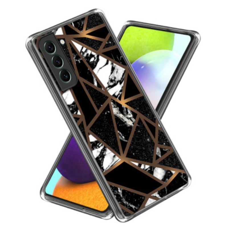Mobiltelefon Tokok Samsung Galaxy S24 5g Absztrakt Márványmintás Fekete Geometria