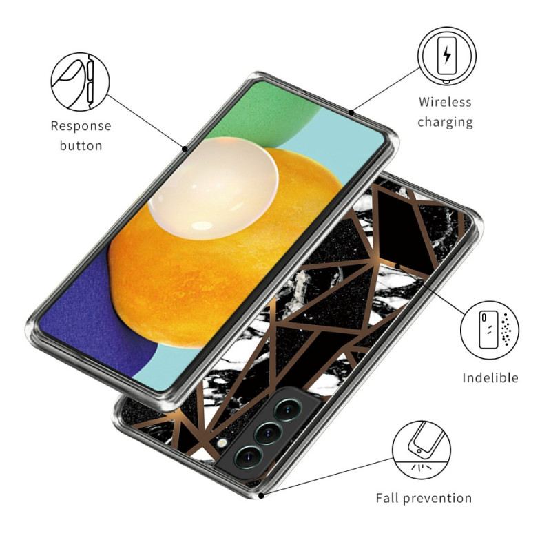 Mobiltelefon Tokok Samsung Galaxy S24 5g Absztrakt Márványmintás Fekete Geometria