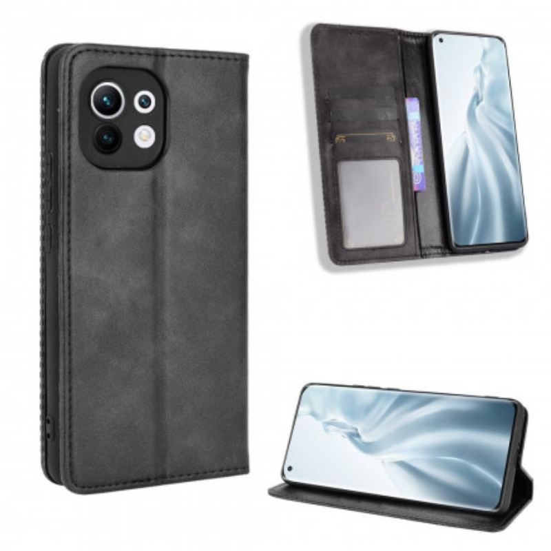 Fliptok Xiaomi Mi 11 (5G) Bőrtok Stilizált Vintage Bőrhatás