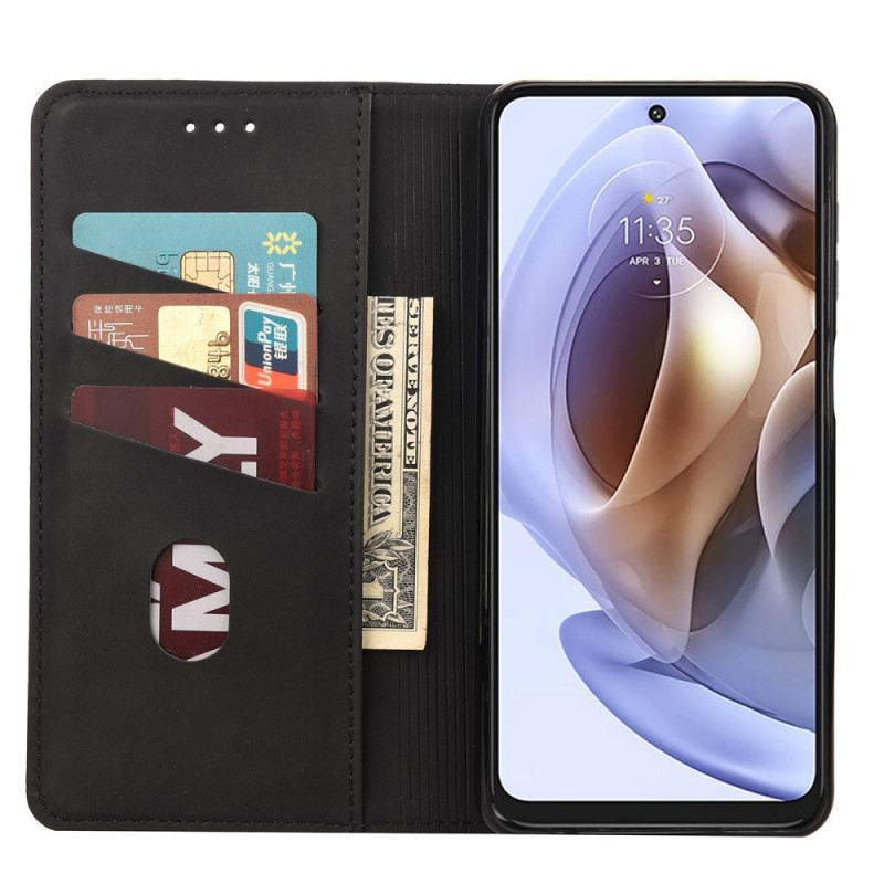 Fliptok Moto G51 5G Bőrtok Kéttónusú Üzleti Bőr Hatás