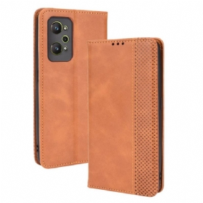 Fliptok Realme GT Neo 3T / Neo 2 Bőrtok Stilizált Vintage Bőrhatás