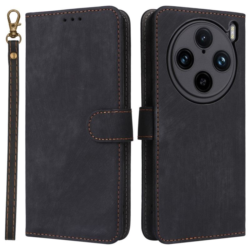 Bőrtok Vivo X100 Pro Velúr Hatású Szíj