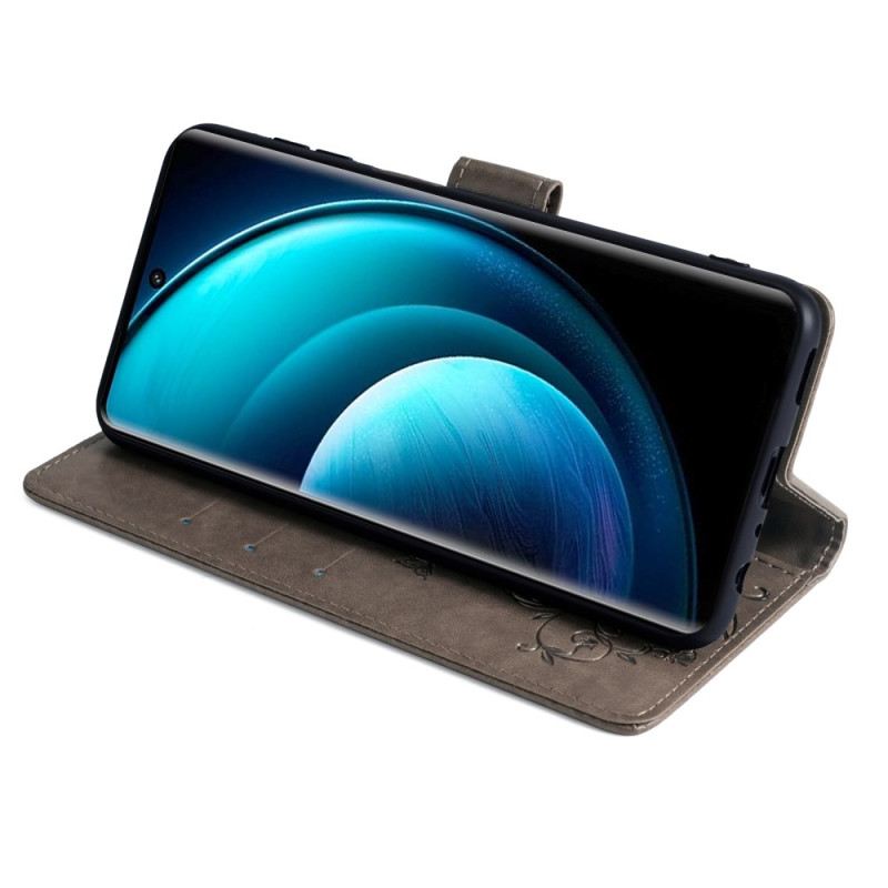 Bőrtok Vivo X100 Pro Virágmintás Szíj