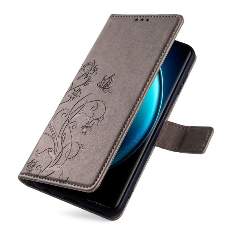 Bőrtok Vivo X100 Pro Virágmintás Szíj