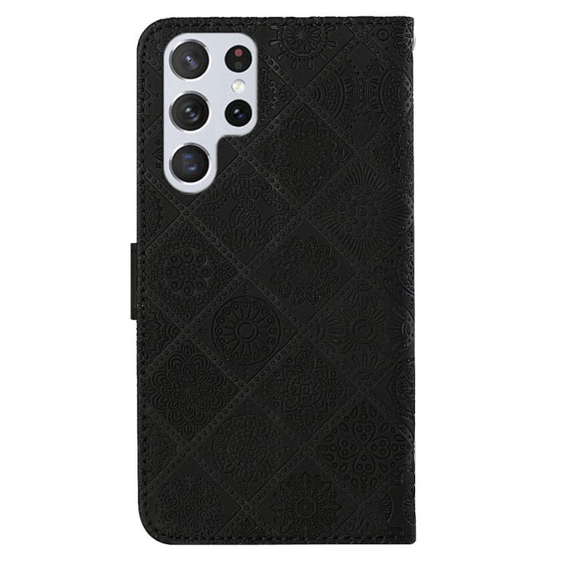 Fliptok / Bőrtok Samsung Galaxy S23 Ultra 5G Gobelin Minta