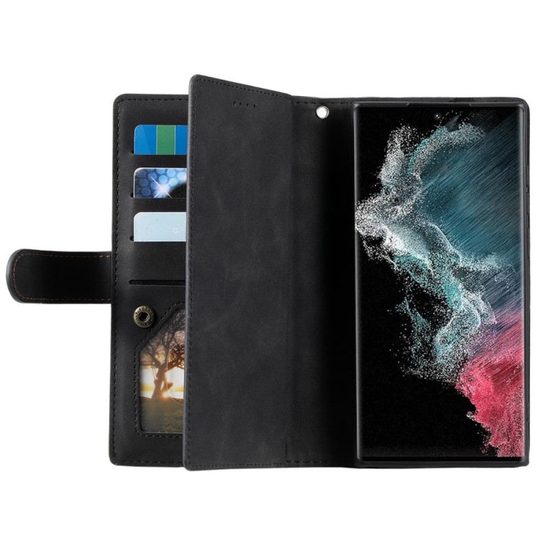 Fliptok Samsung Galaxy S23 Ultra 5G Tárcatok Pénztárca És Zsinór