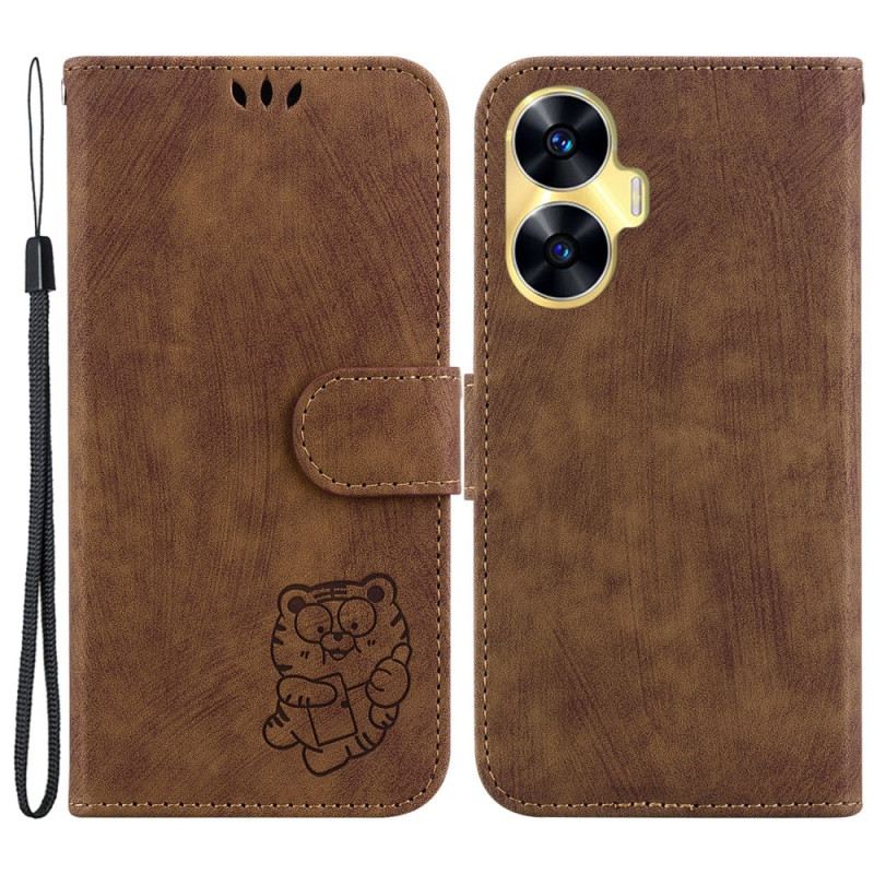 Bőrtok Realme C55 Aranyos Tigris