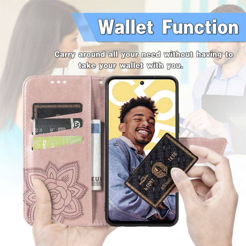 Bőrtok Realme C55 Barokk Pillangós Szíj