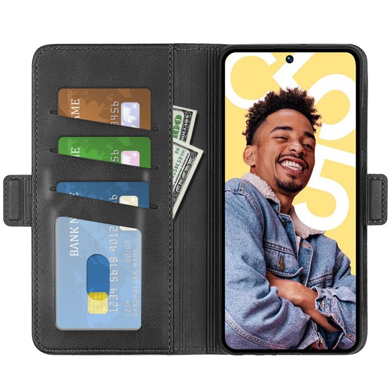 Bőrtok Realme C55 Dupla Csattal