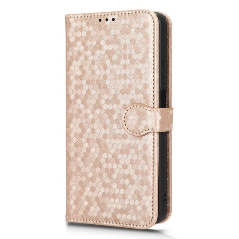 Bőrtok Realme C55 Fényes Pöttyös Mintás Pánttal