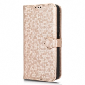 Bőrtok Realme C55 Fényes Pöttyös Mintás Pánttal