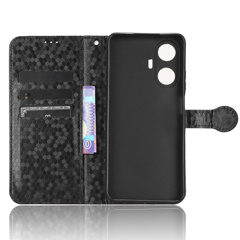 Bőrtok Realme C55 Fényes Pöttyös Mintás Pánttal