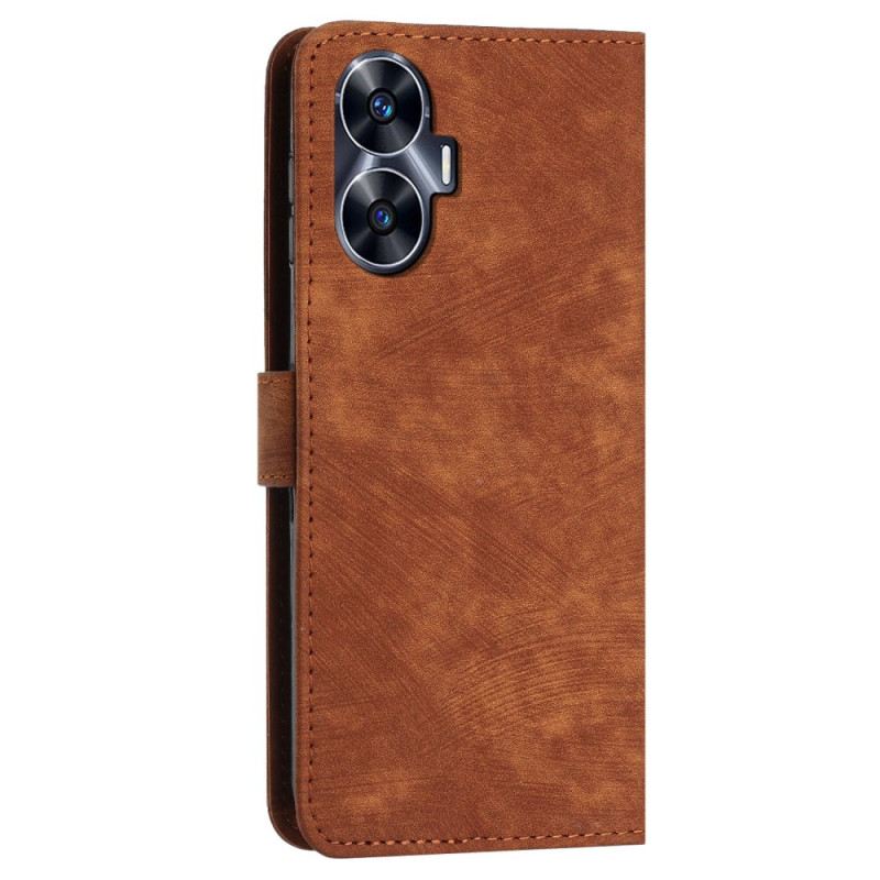 Bőrtok Realme C55 Geometrikus Vonalak Nyakpánttal