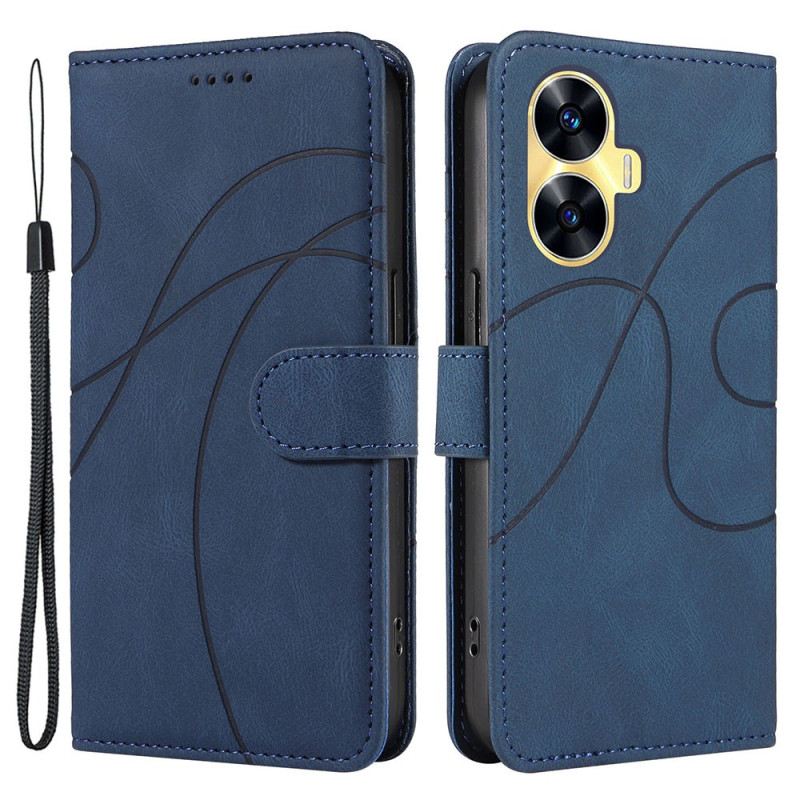 Bőrtok Realme C55 Hullámos Vonalak Nyakpánttal